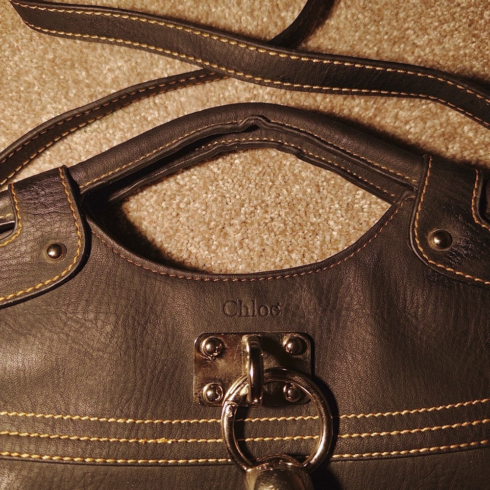Chloé Brownish Grey Leather Shoulder Bag